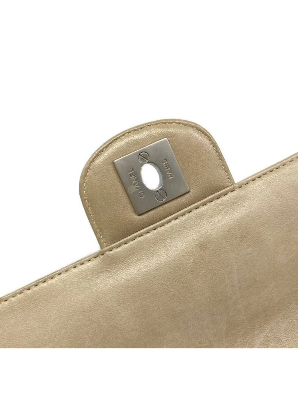 Chanel Shoulder Bag New Travel Line Choco Bar Stitch Beige Chain Silver Leather